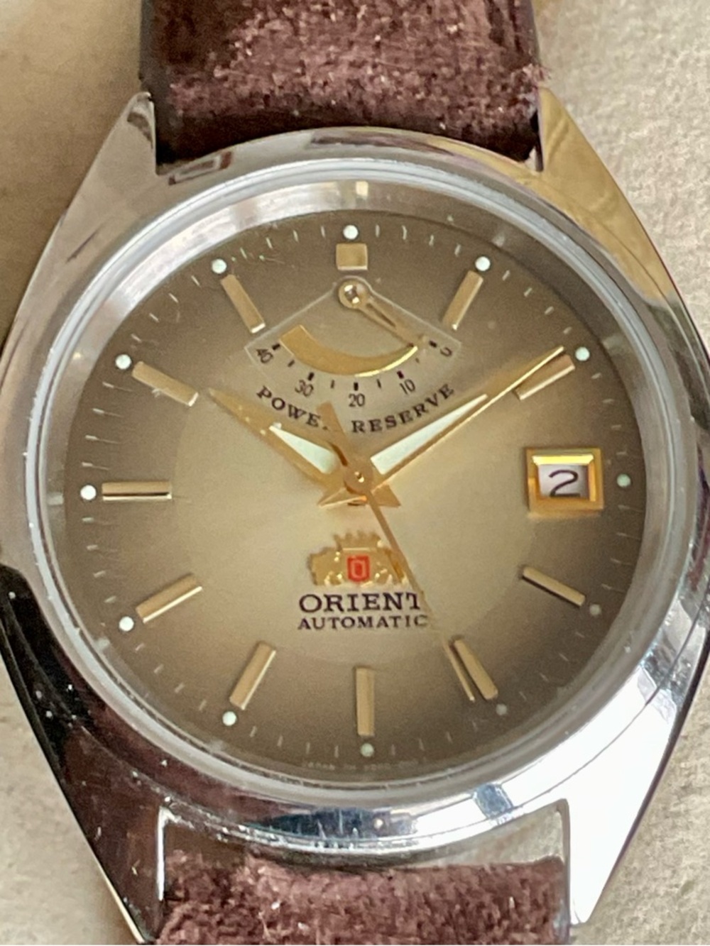 Rare Orient Star Automatic Power Reserve EUC Suede Strap